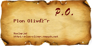 Plon Olivér névjegykártya